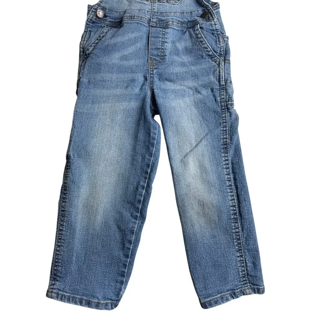 OshKosh B’gosh Denim Carpenter Overalls Toddler 4T Dark Wash Navy Straps